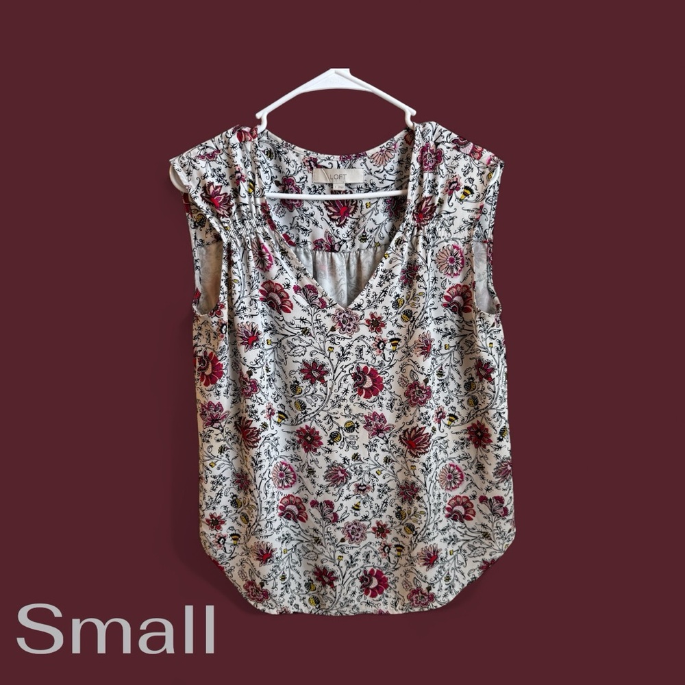 LOFT Floral Blouse - Black and Red